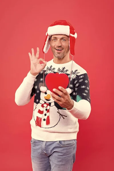 Ünnepeljük Téli Ünnepet Oké Boldog Karácsonyt Boldog Évet Felnőtt Férfi — Stock Fotó
