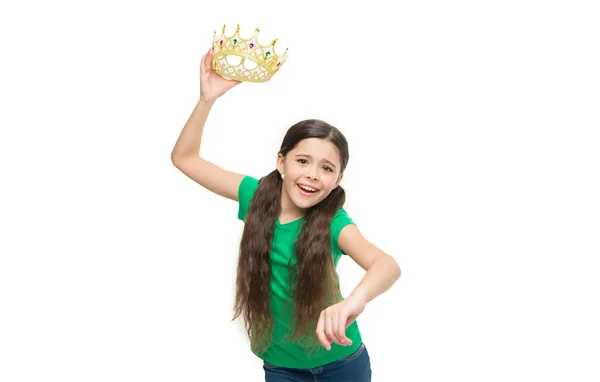 Girl Dreaming Become Princess Lady Cute Little Princess Royal Concept — Stockfoto