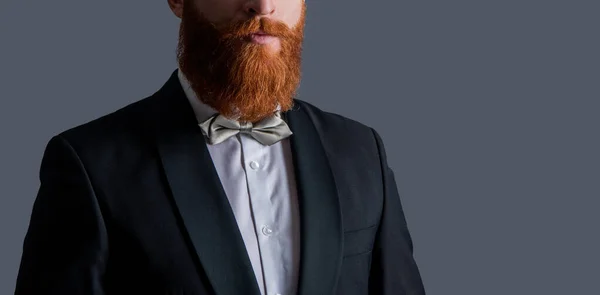 Peluquería Vista Cosecha Con Barba Larga Cara Sin Afeitar Con — Foto de Stock