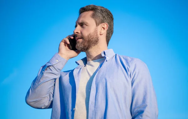 Comunicação Homem Falar Por Telefone Homem Falar Smartphone Homem Comunicação — Fotografia de Stock