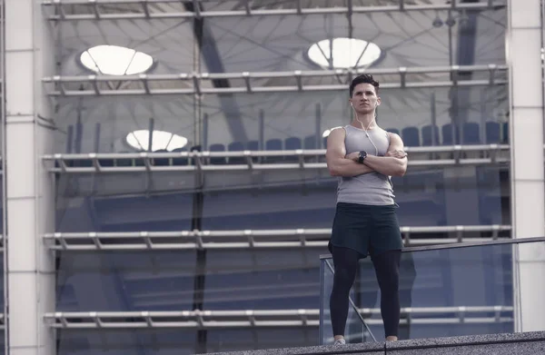 Hombre Guapo Forma Después Sesión Entrenamiento Concepto Colección Ropa Deportiva — Foto de Stock