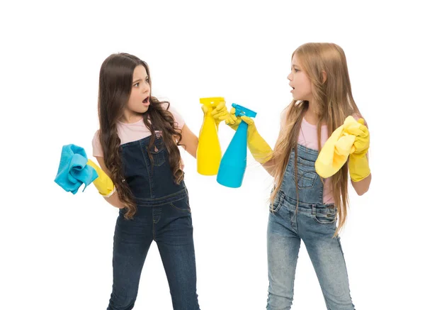 Las Hermanas Rivalidad Quién Hizo Mejor Chicas Con Guantes Protectores — Foto de Stock