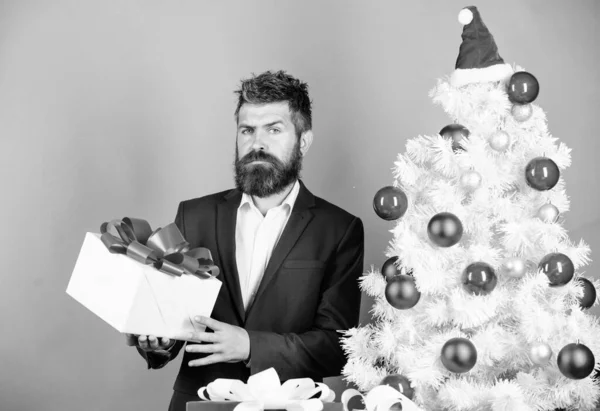 Vendeuse Joyeuses Fêtes Ventes Saison Hiver Achats Noël Homme Barbu — Photo