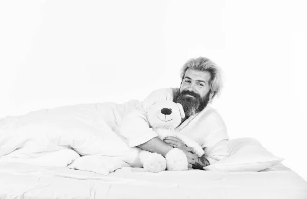 Один Мила Іграшка Плюшевого Ведмедя Прекрасний Хіпстер Позитивна Обстановка Спальні — стокове фото
