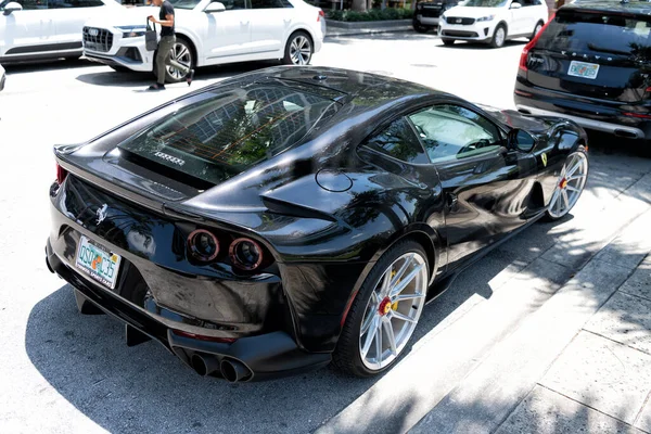 Miami Beach Floride États Unis Avril 2021 Black Ferrari F12 — Photo