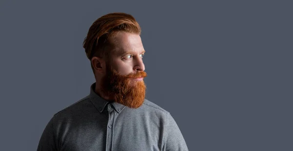 Retrato Perfil Homem Barbudo Irlandês Com Barba Bigode Homem Sem — Fotografia de Stock