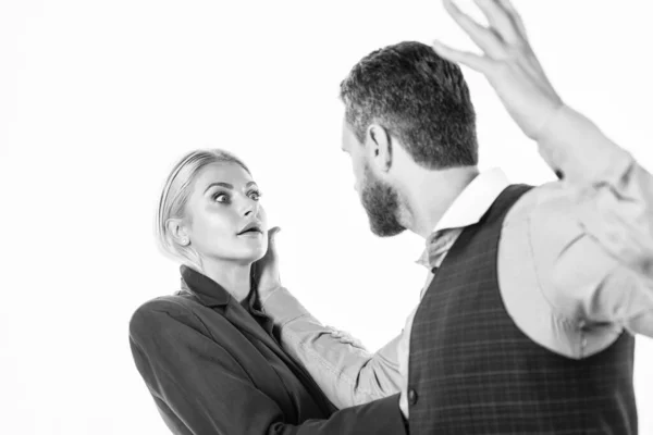 Man Use Physical Abuse Woman Family Couple Has Problems Relationship — Stock Photo, Image