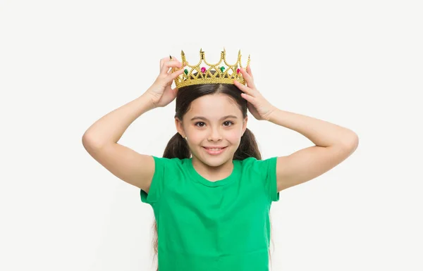 Nos Meus Sonhos Poderia Ser Princesa Kid Usar Símbolo Coroa — Fotografia de Stock