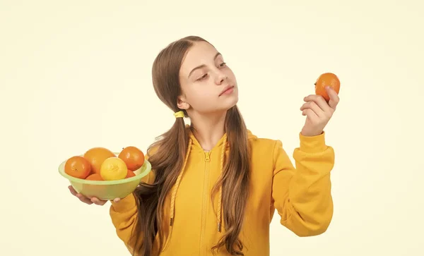 Próbáld Egészséges Életet Diéta Gyerek Bőr Szépség Tinilány Citrusos Gyümölccsel — Stock Fotó