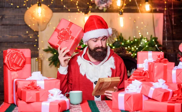 Wat Een Grote Verrassing Bebaarde Kerstman Levert Geschenken Adres Kerstman — Stockfoto