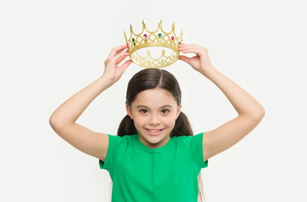 Comportar Como Princesa Trabalho Kid Usar Símbolo Coroa Ouro Princesa — Fotografia de Stock