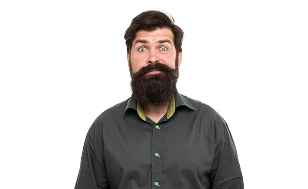 Amazed Baardman Met Stijlvolle Baard Haar Dragen Mode Groene Shirt — Stockfoto