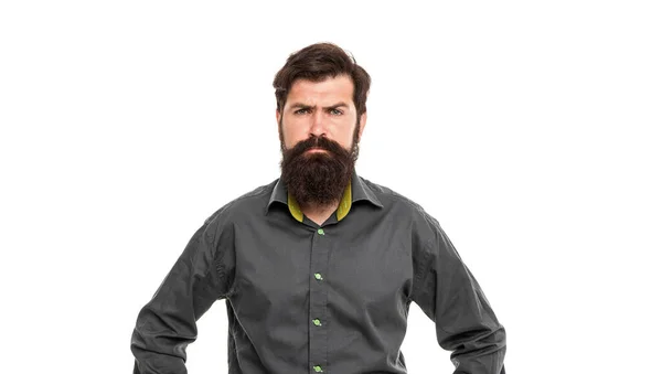 Impulsionar Seu Apelo Barba Homem Barbudo Isolado Branco Olhar Hipster — Fotografia de Stock