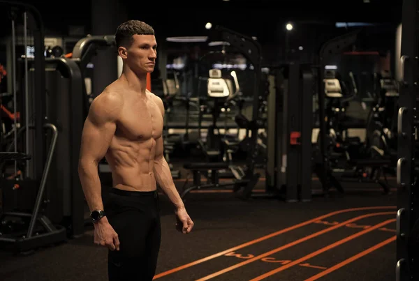Athletic Man Muscular Fit Torso Standing Gym Sportsman — Stockfoto
