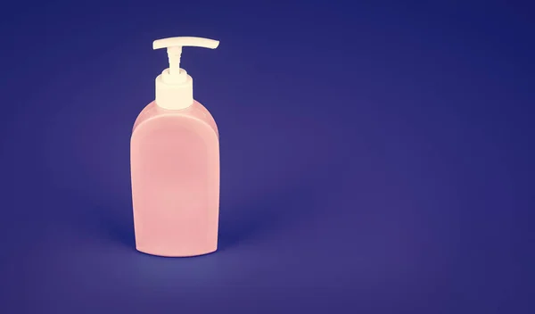 presenting soap dispenser product. unbranded sanitizer advertisement. daily habit and personal care. skincare beauty cosmetic on blue background. toiletries for hygiene.