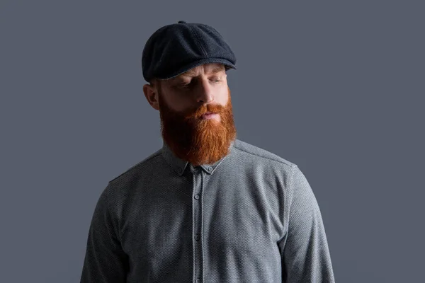 Портрет Бородатого Человека Ирландец Небритым Лицом Небритый Мужчина Рыжей Бородой — стоковое фото