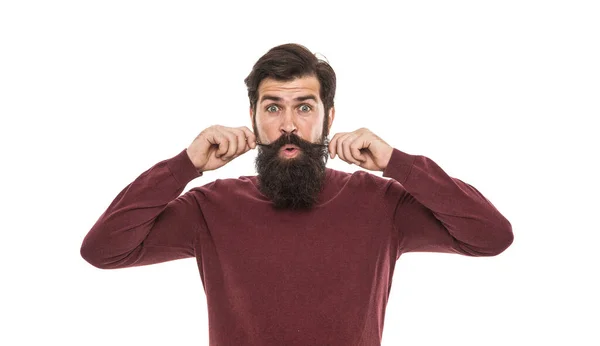 인간의 감정적으로 수염이 사람은 자신의 수염을 웅크리고 다닌다 남성이 발소의 — 스톡 사진