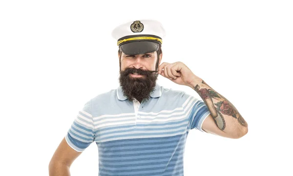 바다에 선원이든 선원이든 콧수염이 사람이든 뱃사람은 유니폼을 해군과 해군입니다 여행과 — 스톡 사진