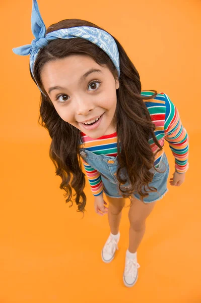 Here Cute Baby Headscarf Bow Adorable Little Girl Perfect Curly — Stock Photo, Image