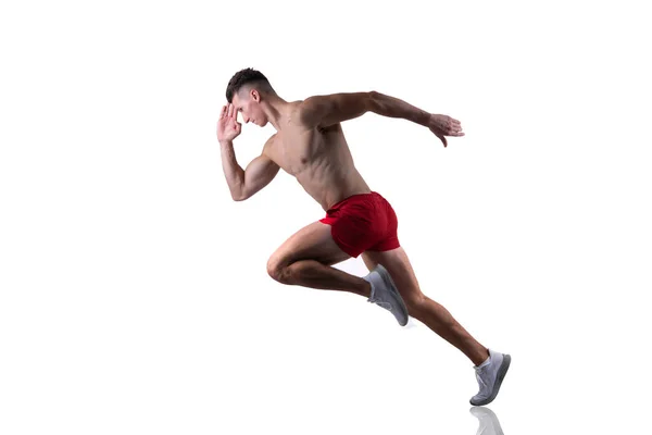 스포츠 개념을 운영하는 선수는 스튜디오 시킨다 속력으로 달리고 스포츠 마라톤 — 스톡 사진