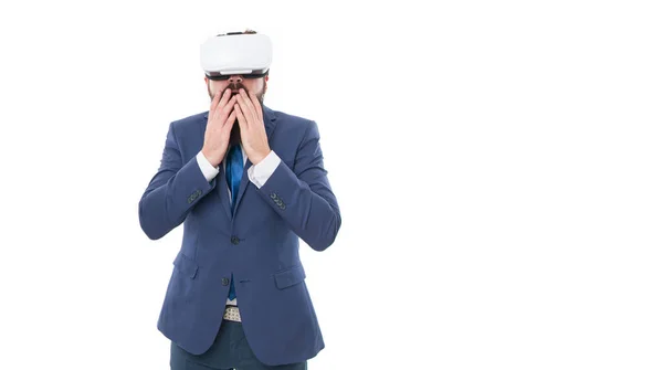 Studio Shot Van Zakenman Virtual Reality Bril Virtual Reality Zakelijke — Stockfoto