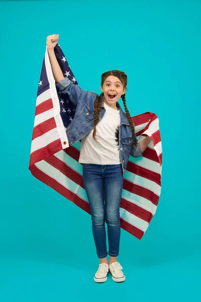 Pequeña Chica Americana Fiestas Nacionales Celebración Independencia Feliz Niña Vacaciones — Foto de Stock