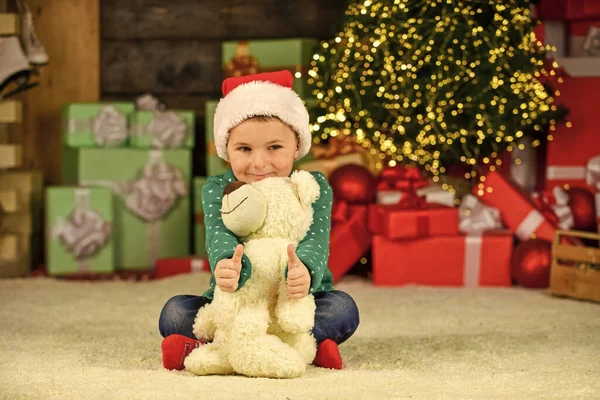Cute Baby Cherished Dreams Happy Childhood Little Boy Play Christmas — Stock Photo, Image