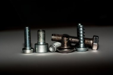 farklı uzunluklardaki birkaç metal vidalar