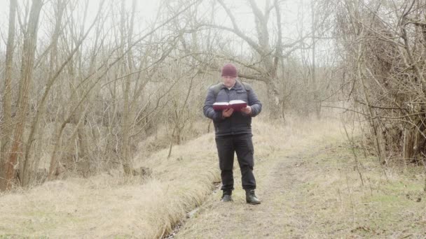 Een Reiziger Leest Een Boek Bladert Door Een Pagina Een — Stockvideo