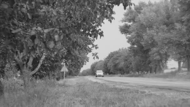 Timelapse Movement Modern Vehicles Old Soviet Road Republic Moldova Black — Video