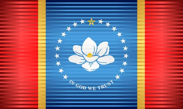 Bandeira Deus Confiamos Bandeira Magnólia Grunge Brilhante Nova Bandeira Mississippi — Vetor de Stock