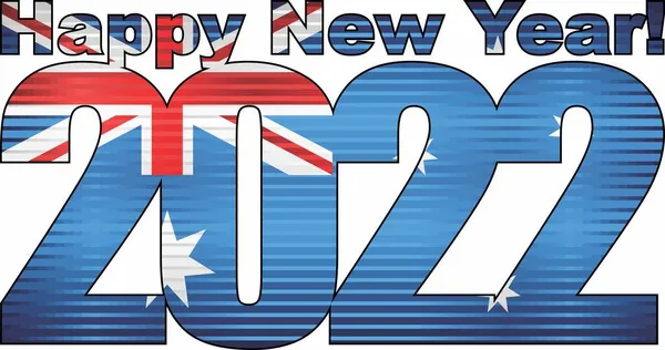 Gott Nytt 2022 Med Australien Flagga Inuti Illustration 2022 Happy — Stock vektor