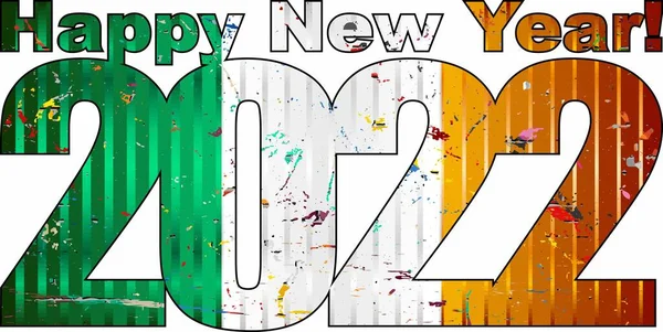 Happy New Year 2022 Ireland Flag Ilustrace 2022 Happy New — Stockový vektor