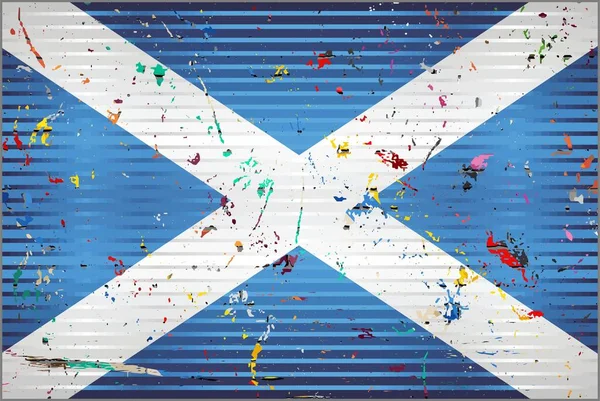 Schotse Vlag Met Kleurvlekken Illustratie Drie Dimensionale Vlag Van Schotland — Stockvector