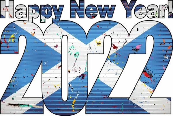 Šťastný Nový Rok 2022 Vlajkou Skotska Uvnitř Ilustrace 2022 Šťastný — Stockový vektor