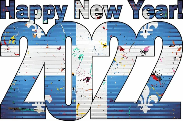 Happy New Year 2022 Quebec Flag Ilustrace 2022 Happy New — Stockový vektor