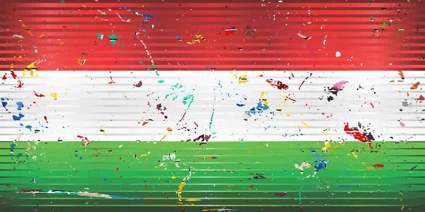 Флаг Венгрии Цветными Пятнами Иллюстрация Трехмерный Флаг Венгрии — стоковый вектор