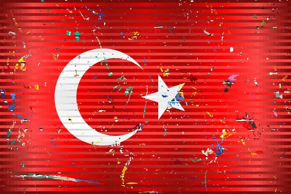 Bandera Turquía Con Manchas Color Ilustración Bandera Tridimensional Turquía — Vector de stock