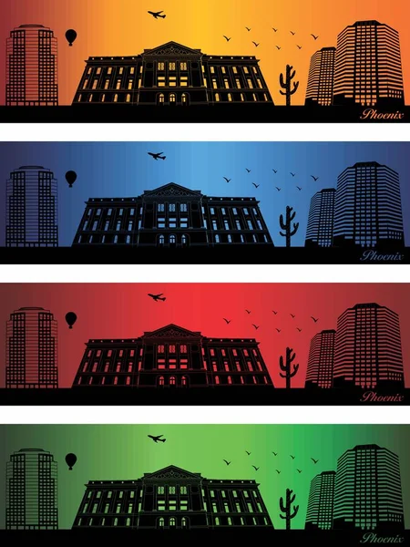 Phoenix City Four Different Colors Illustration Vector City Skyline Silhouette — Wektor stockowy