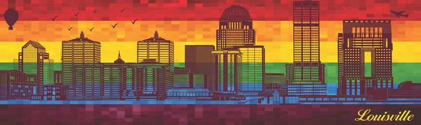 Louisville Sobre Fondo Bandera Lgbt Ilustración Town Rainbow Background Vector — Vector de stock