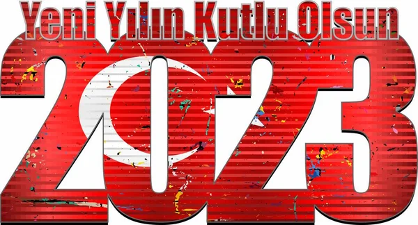 Frohes Neues Jahr 2023 Mit Türkei Flagge Drinnen Illustration 2023 — Stockvektor