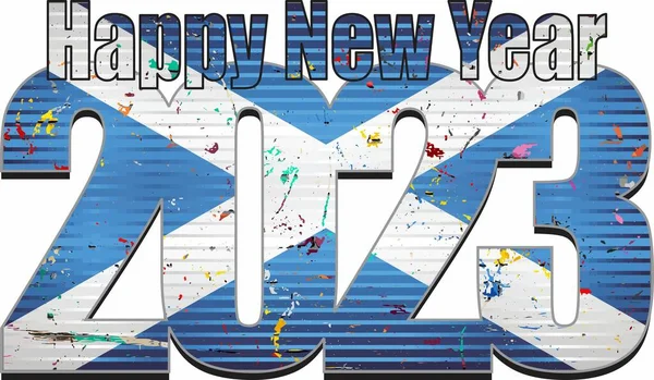Šťastný Nový Rok 2023 Vlajkou Skotska Uvnitř Ilustrace 2023 Šťastný — Stockový vektor