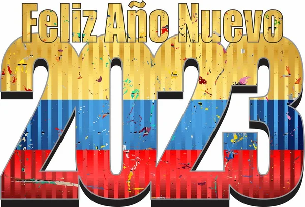Gelukkig Nieuwjaar 2023 Met Vlag Colombia Binnen Illustratie 2023 Happy — Stockvector