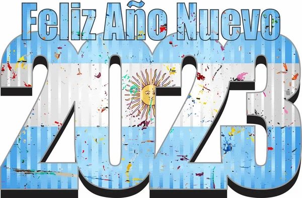 Gelukkig Nieuwjaar 2023 Met Argentijnse Vlag Binnen Illustratie 2023 Happy — Stockvector