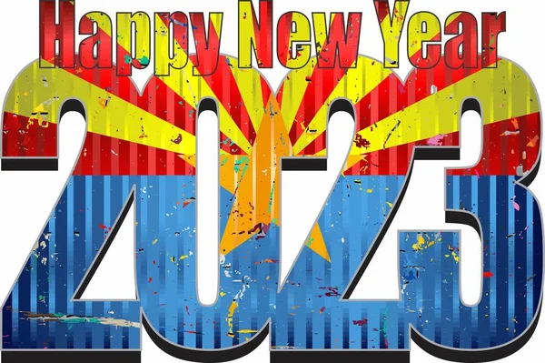 Boldog Évet 2023 Arizona Zászló Belül Illusztráció 2023 Happy Számok — Stock Vector