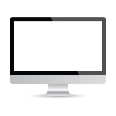 Bilgisayar ekran, 3d Lcd monitör izole beyaz zemin üzerine