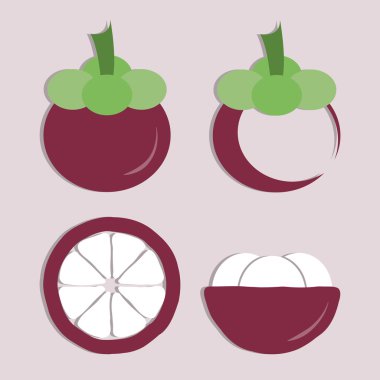 Vektör izole arka plan üzerinde mangosten simgesini ayarla