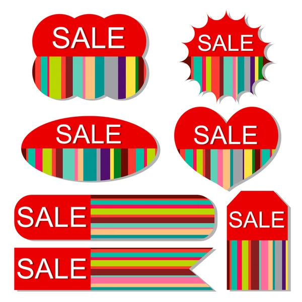 Vector set of colorful sale tags on isolated white background — Stock Vector