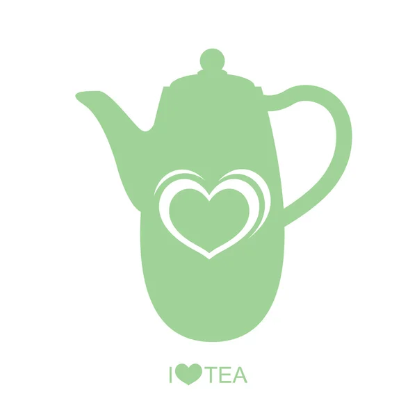 Teapot with heart vector on isolated white background — Stock Vector