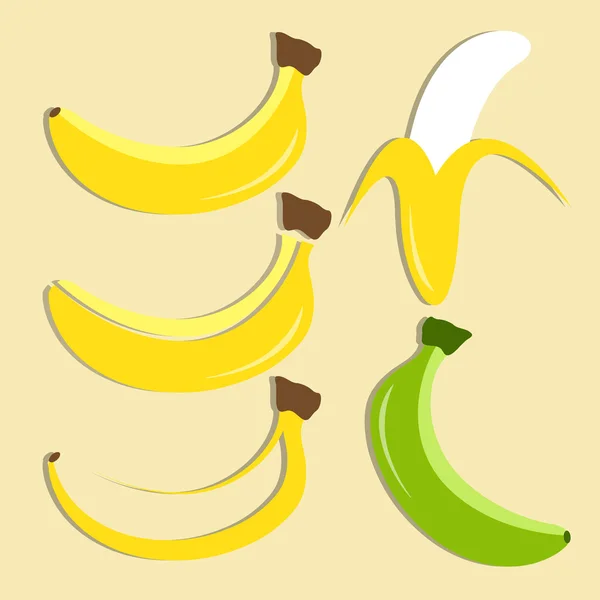 Conjunto vetorial de ícone de banana em fundo isolado — Vetor de Stock